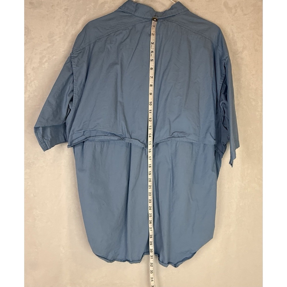 Cabela's Fishing Shirt XL Blue Vented Utility Short Sleeve Outdoor Cotton Pocket - Picture 3 of 8